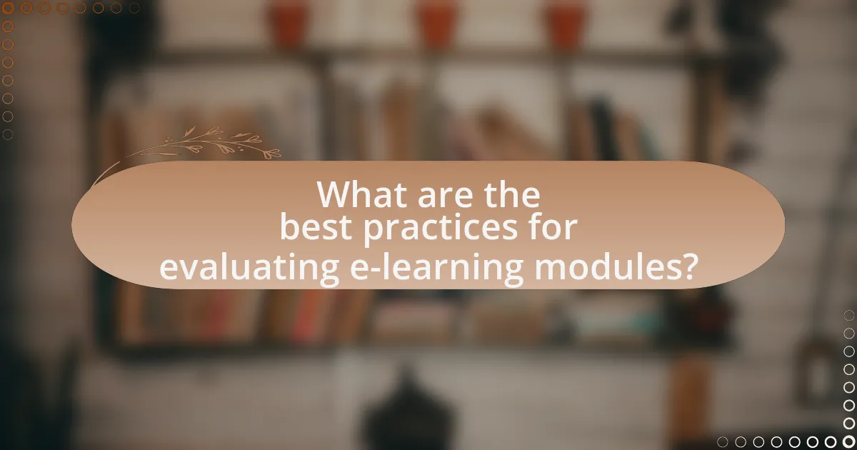 What are the best practices for evaluating e-learning modules?